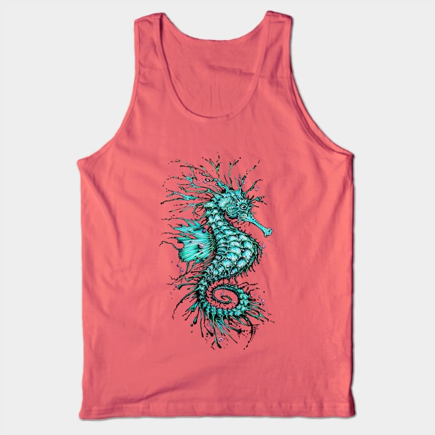 Cyan Seahorse Tank Top by TAOJB